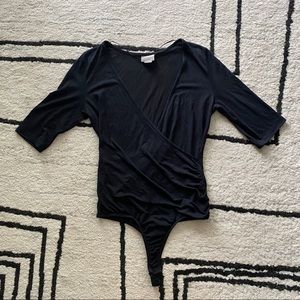 VERO MODA Black Vneck Wrap Ruched Bodysuit